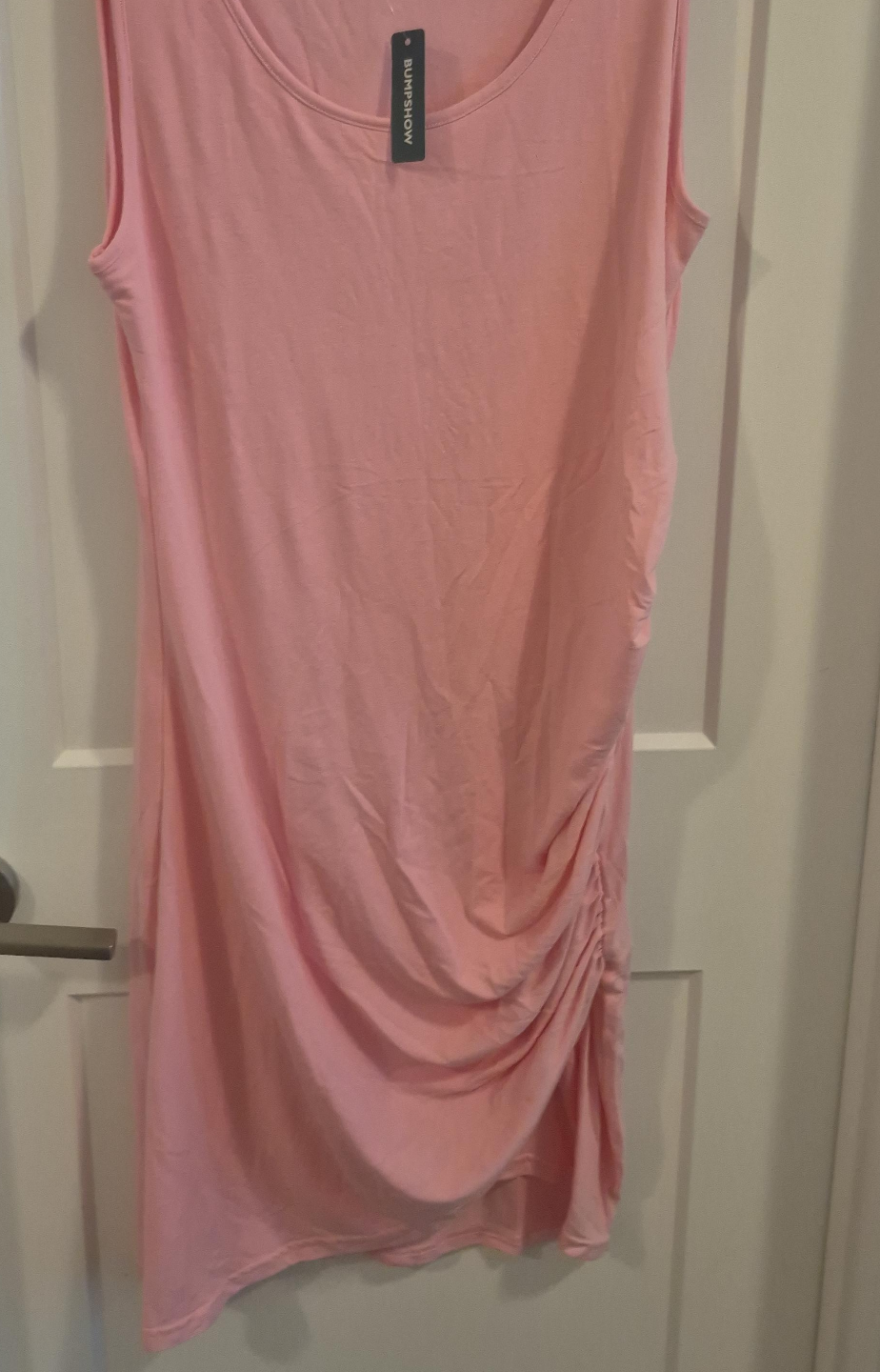 maternity sleeveless ruched midi dress thumbnail