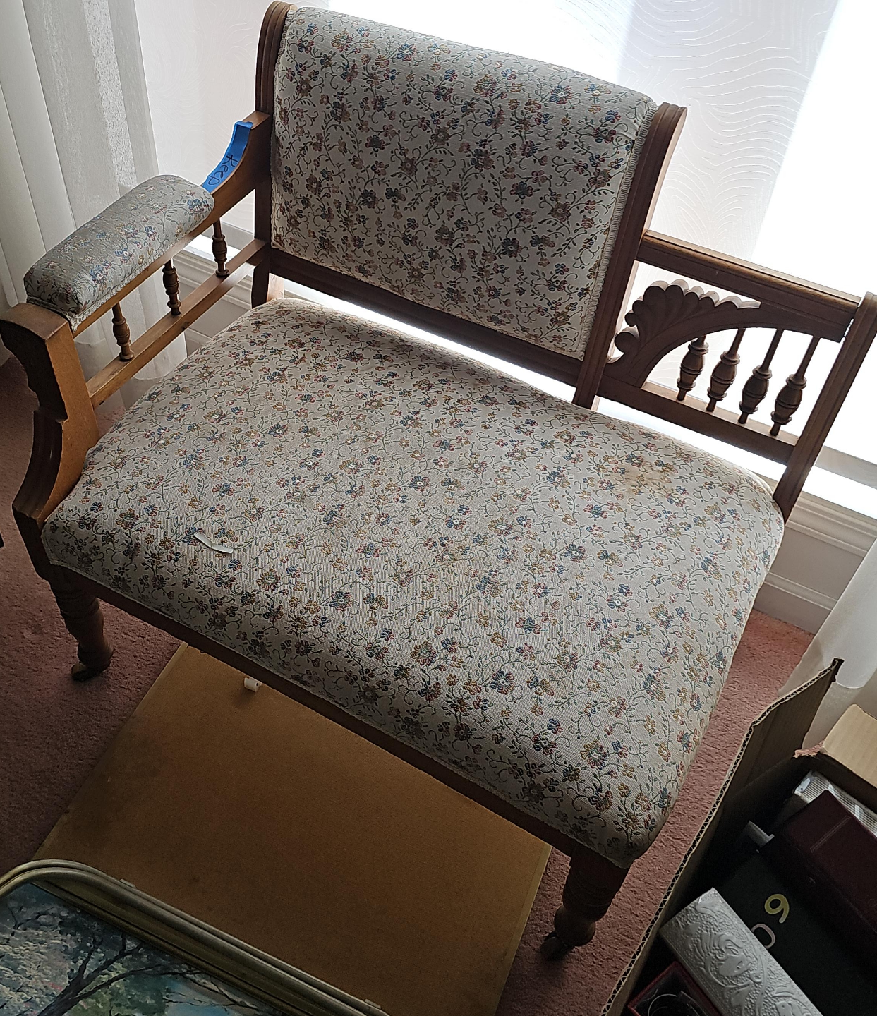 Vintage Floral Upholstered Settee thumbnail