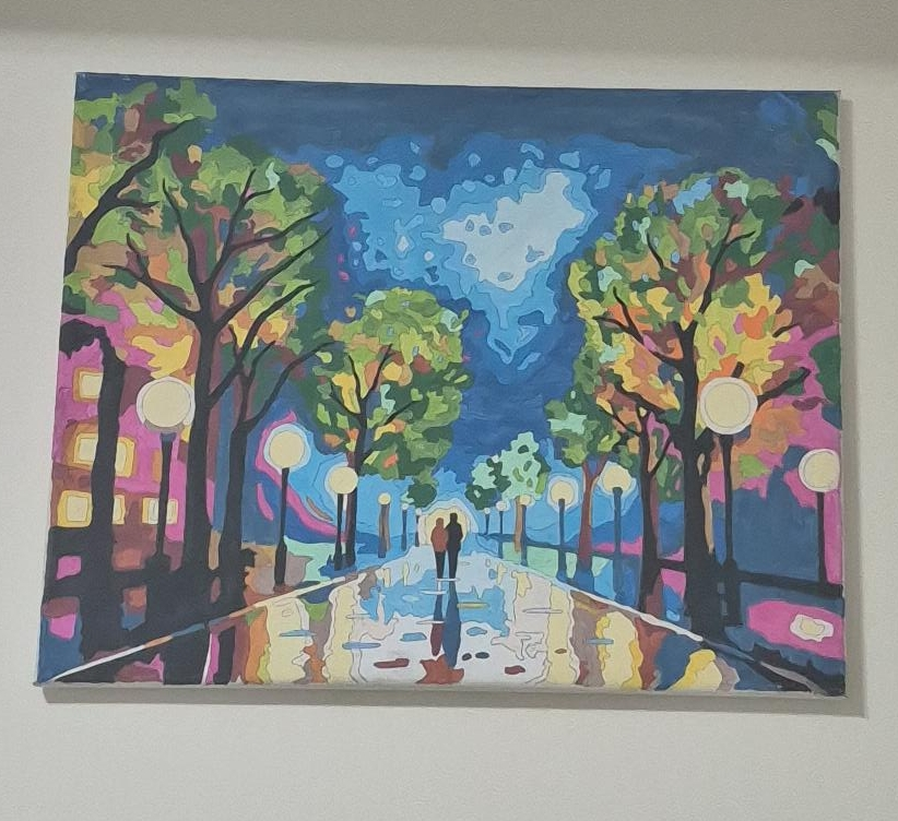 Paint by Numbers Picture - Lovers in the rain thumbnail