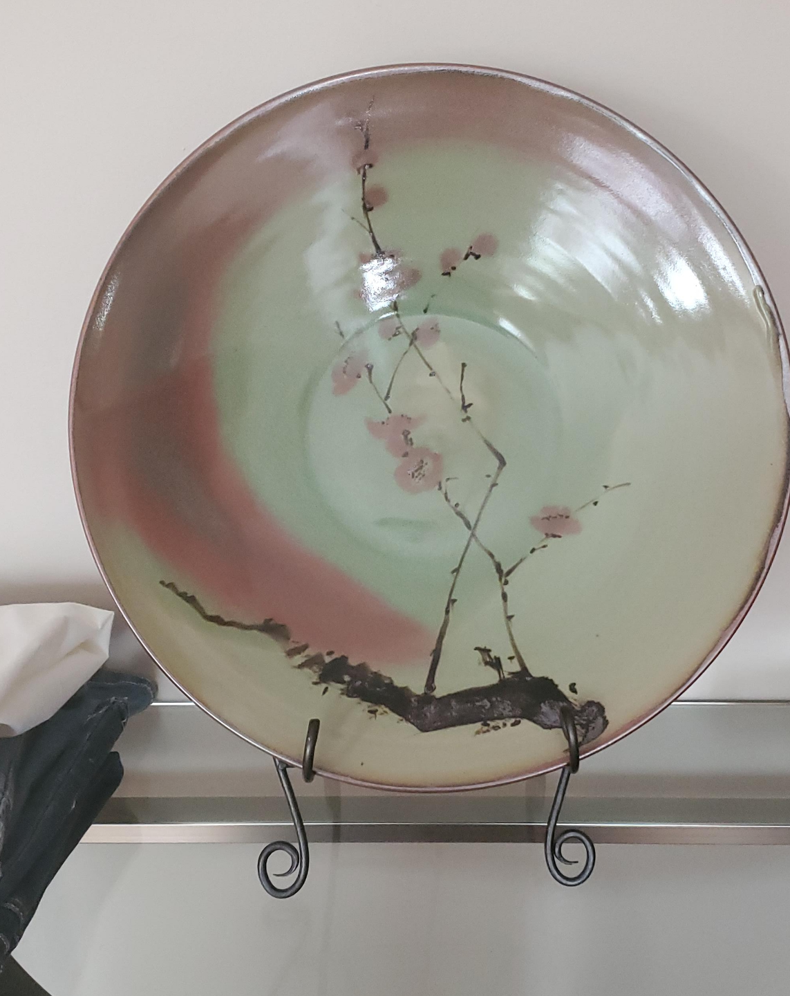 Large Decorative Ceramic Plate with Stand thumbnail