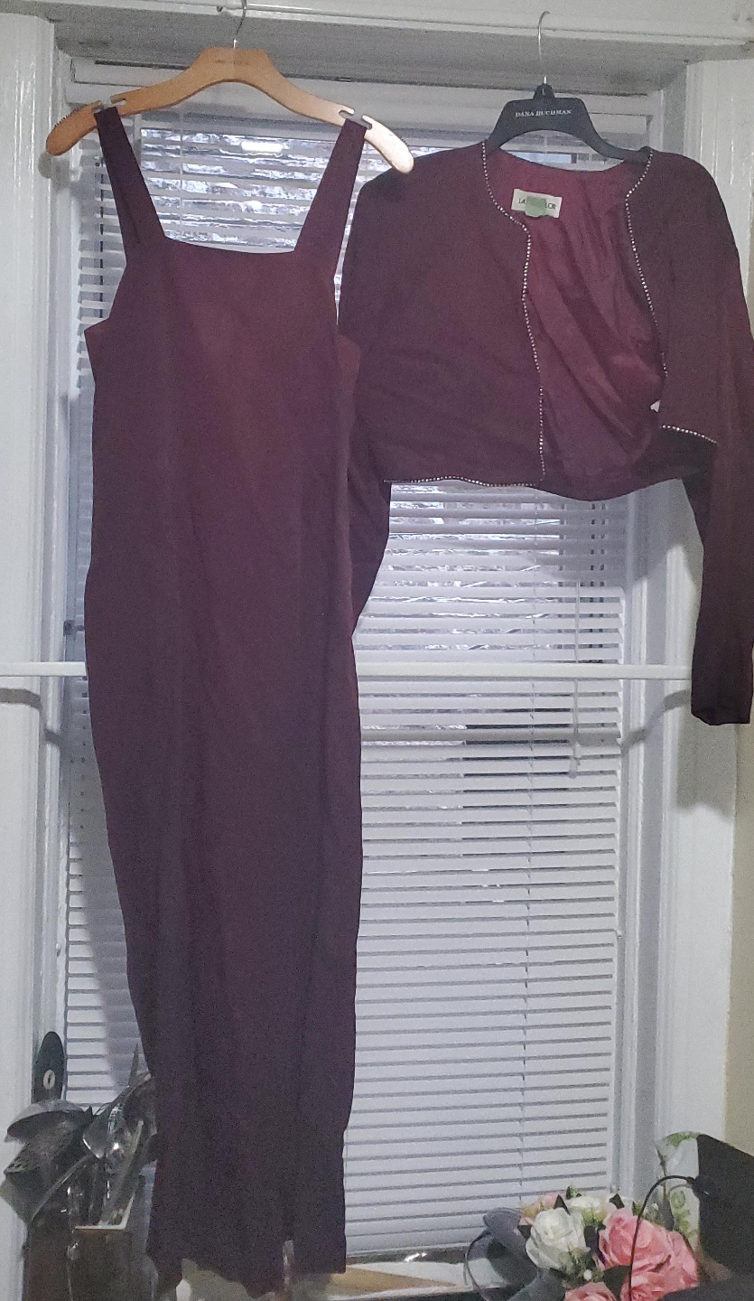 La Fleur burgundy dress with jacket