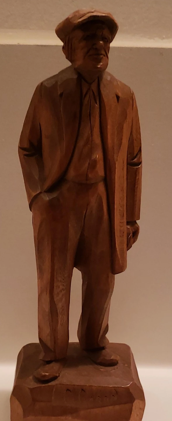 Vintage Wooden Carving of a Man thumbnail