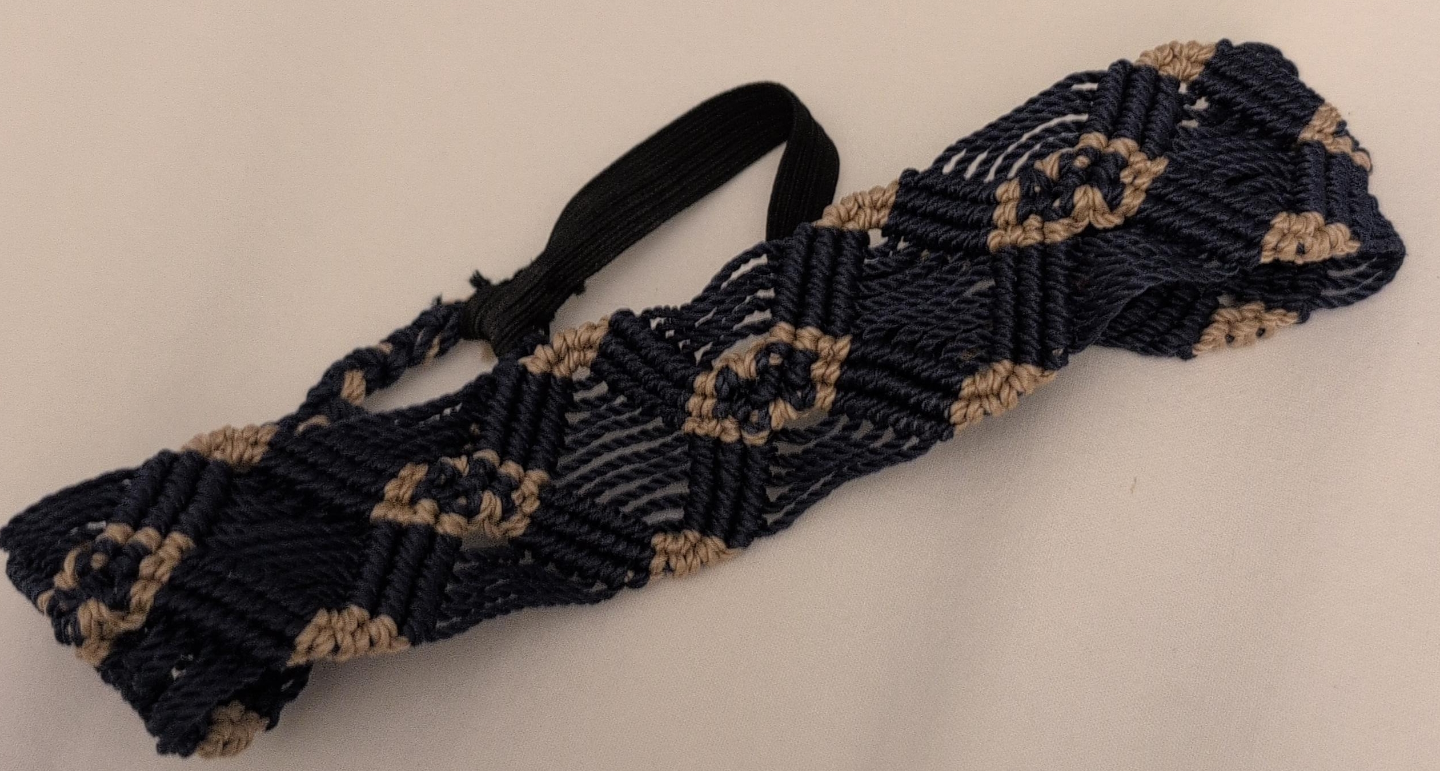 Macrame Headband - Navy and Beige thumbnail