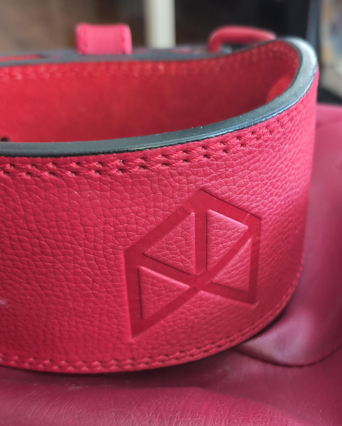 Red Leather Weightlifting Belt thumbnail