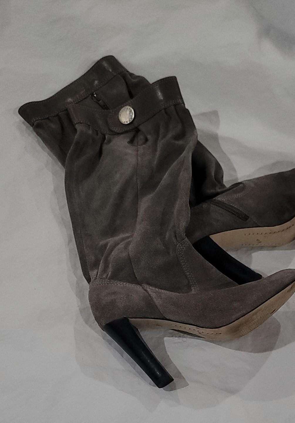 Michael Kors-Grey Suede Knee-High Boots