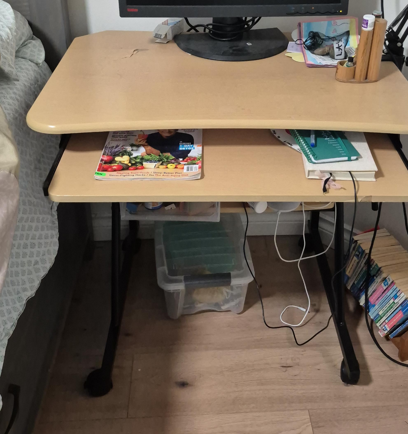 Small Two-Tier Computer Desk with Wheels thumbnail