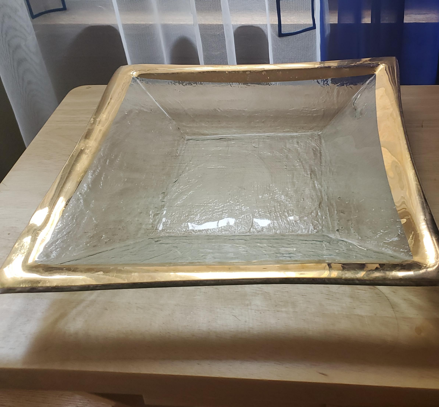 Gold-rimmed Glass Decorative Square Bowl thumbnail