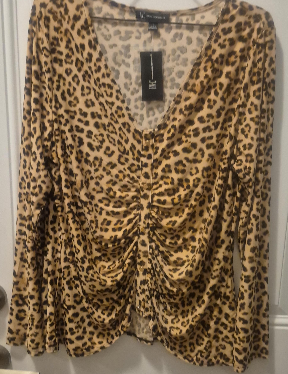 INC International Concepts Leopard Print Blouse thumbnail