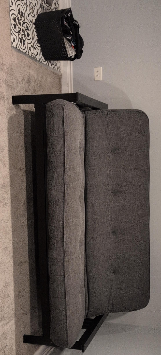 Gray Futon Sofa Bed with Black Frame thumbnail