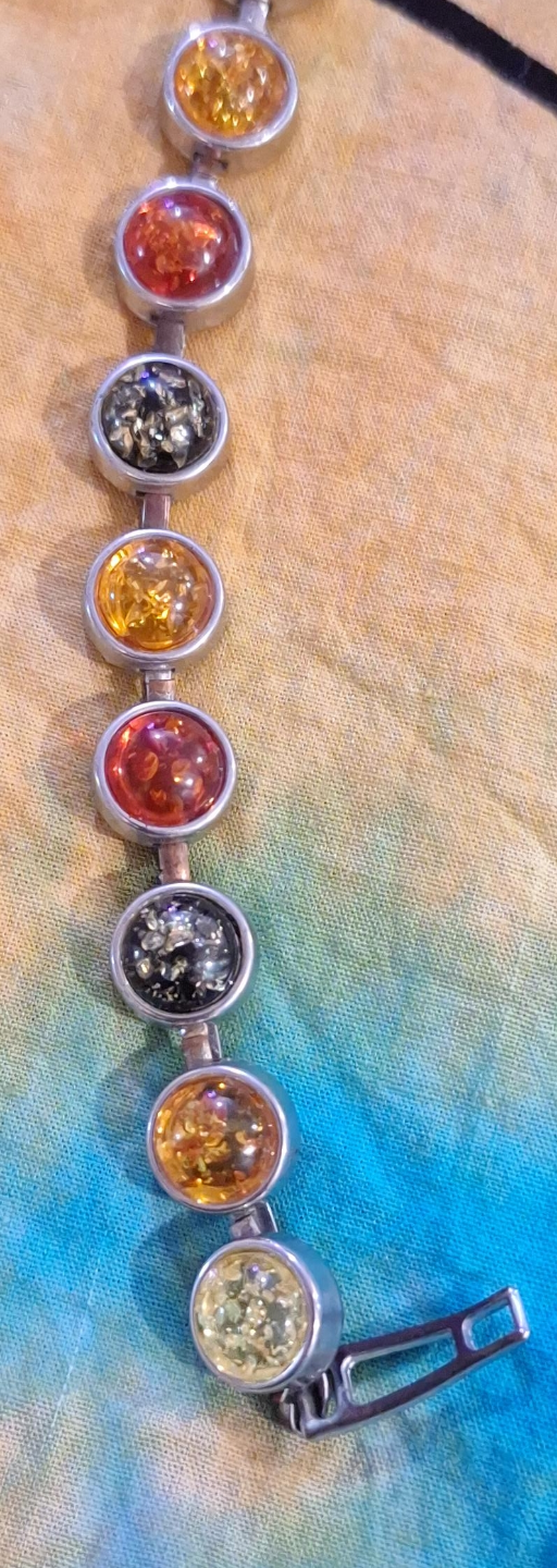 Amber and Silver Tone Bracelet thumbnail