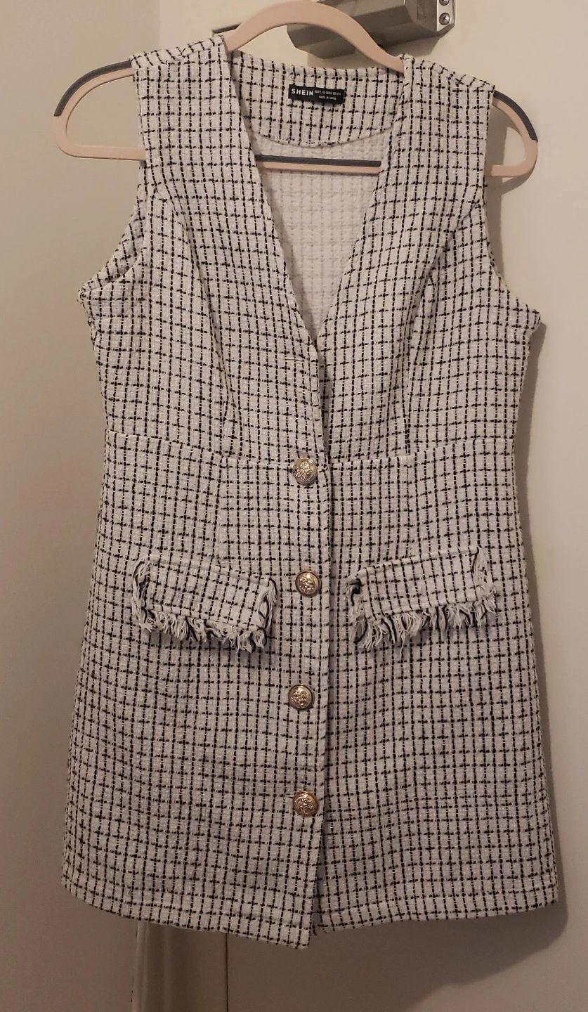 SHEIN Sleeveless Tweed Vest thumbnail