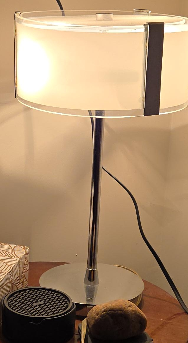 Modern Chrome Table Lamp with Frosted Glass Shade thumbnail