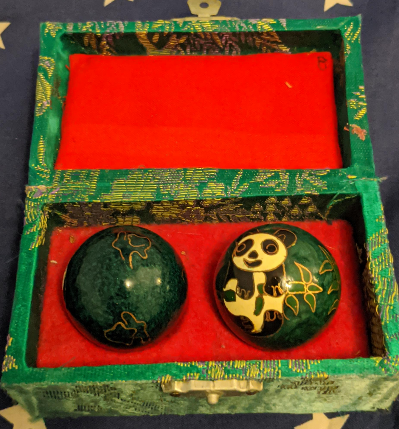 Green Panda Baoding Balls in box thumbnail