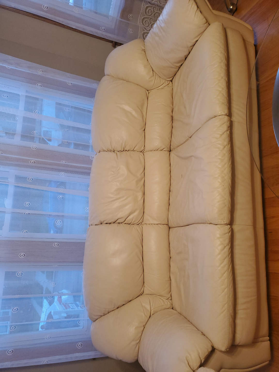 Cream Leather Couch thumbnail