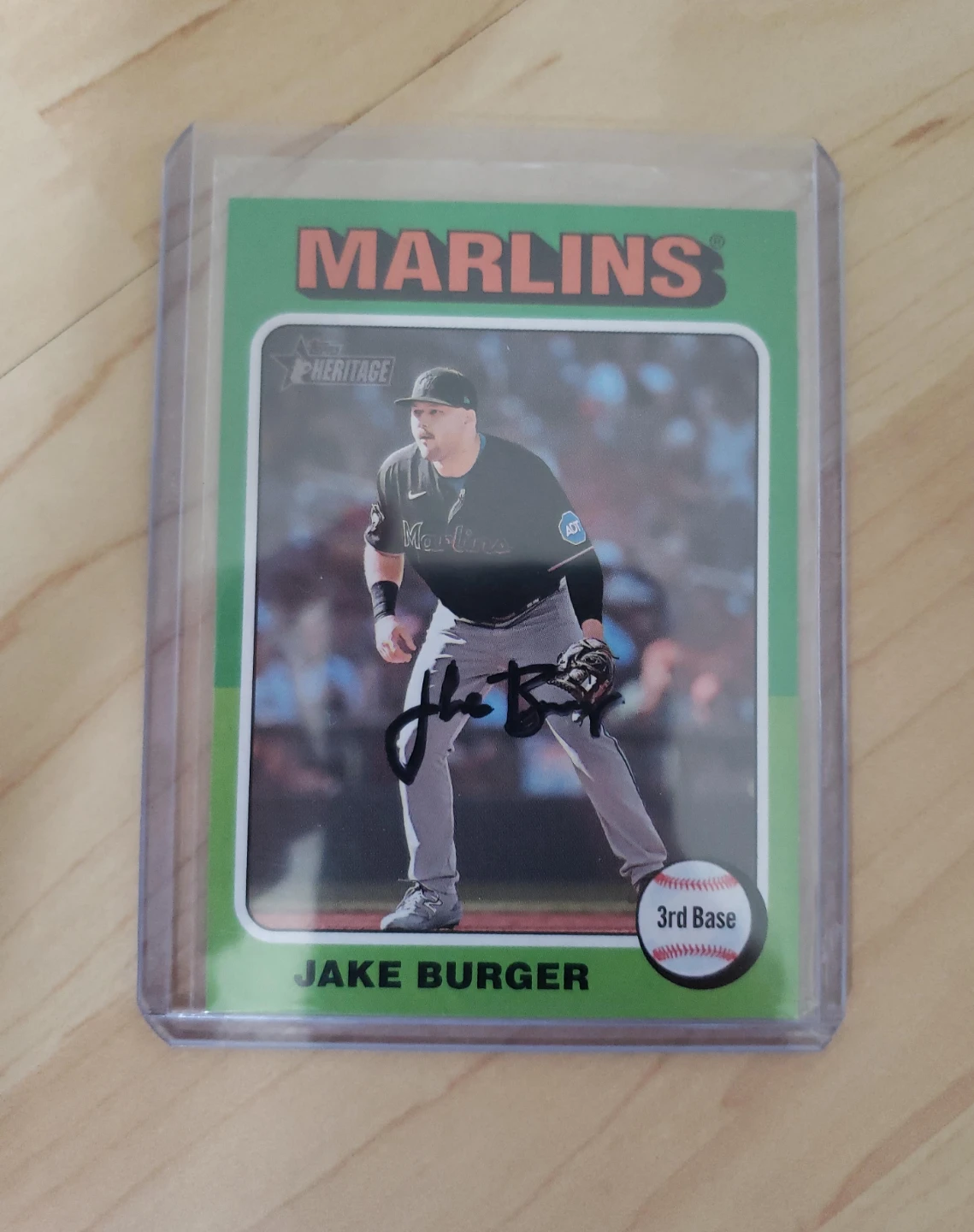 Autographed Jake Burger Miami Marlins Baseball Card🏒