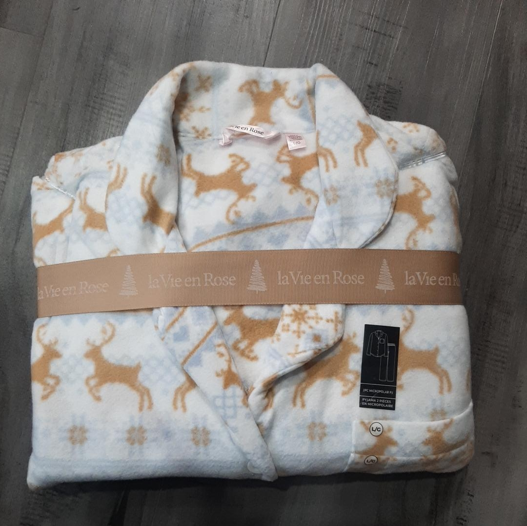 La Vie en Rose Women's Fleece Pajama Set - Size Large thumbnail