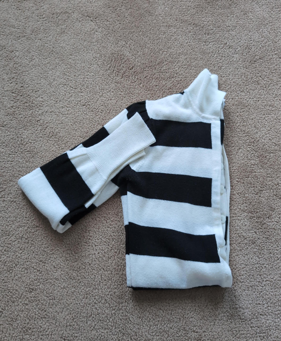 Women's Black and White Striped Cardigan thumbnail