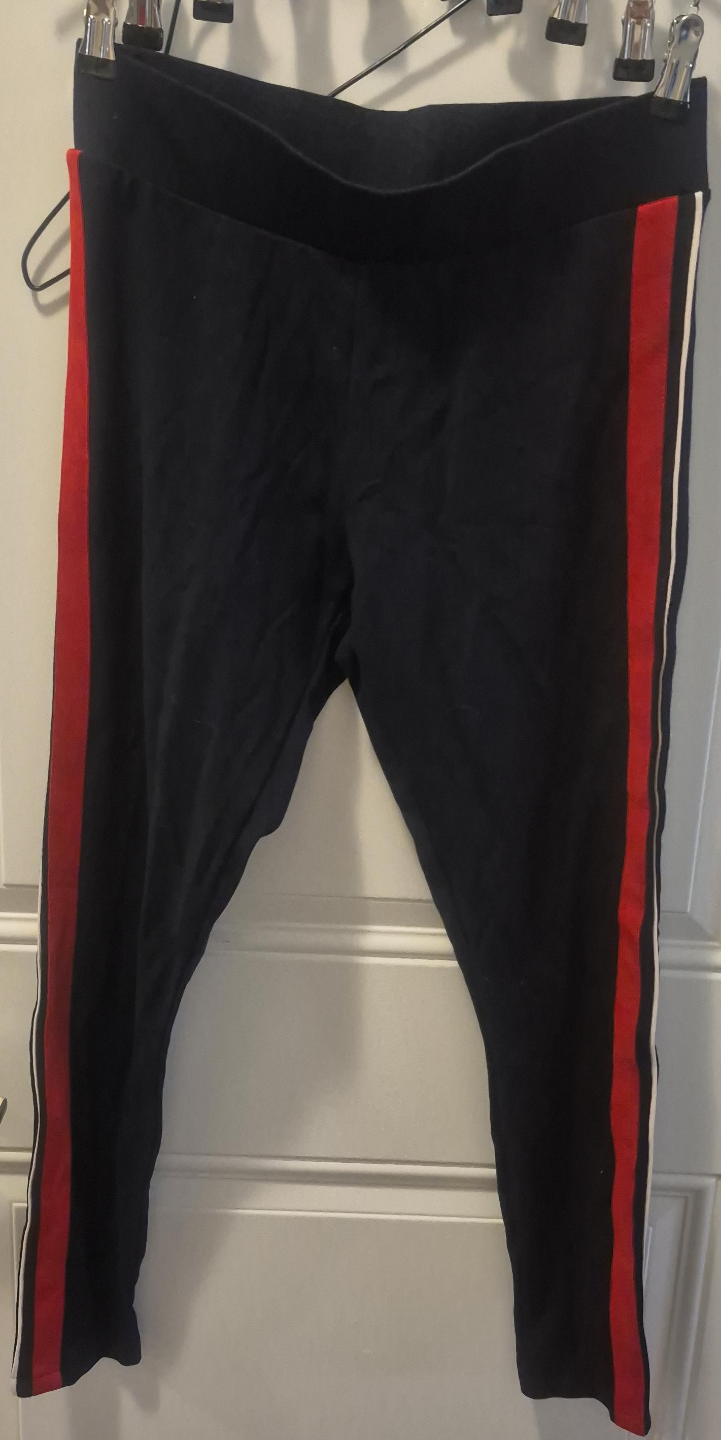 Navy Blue Leggings with Red and White Stripes thumbnail