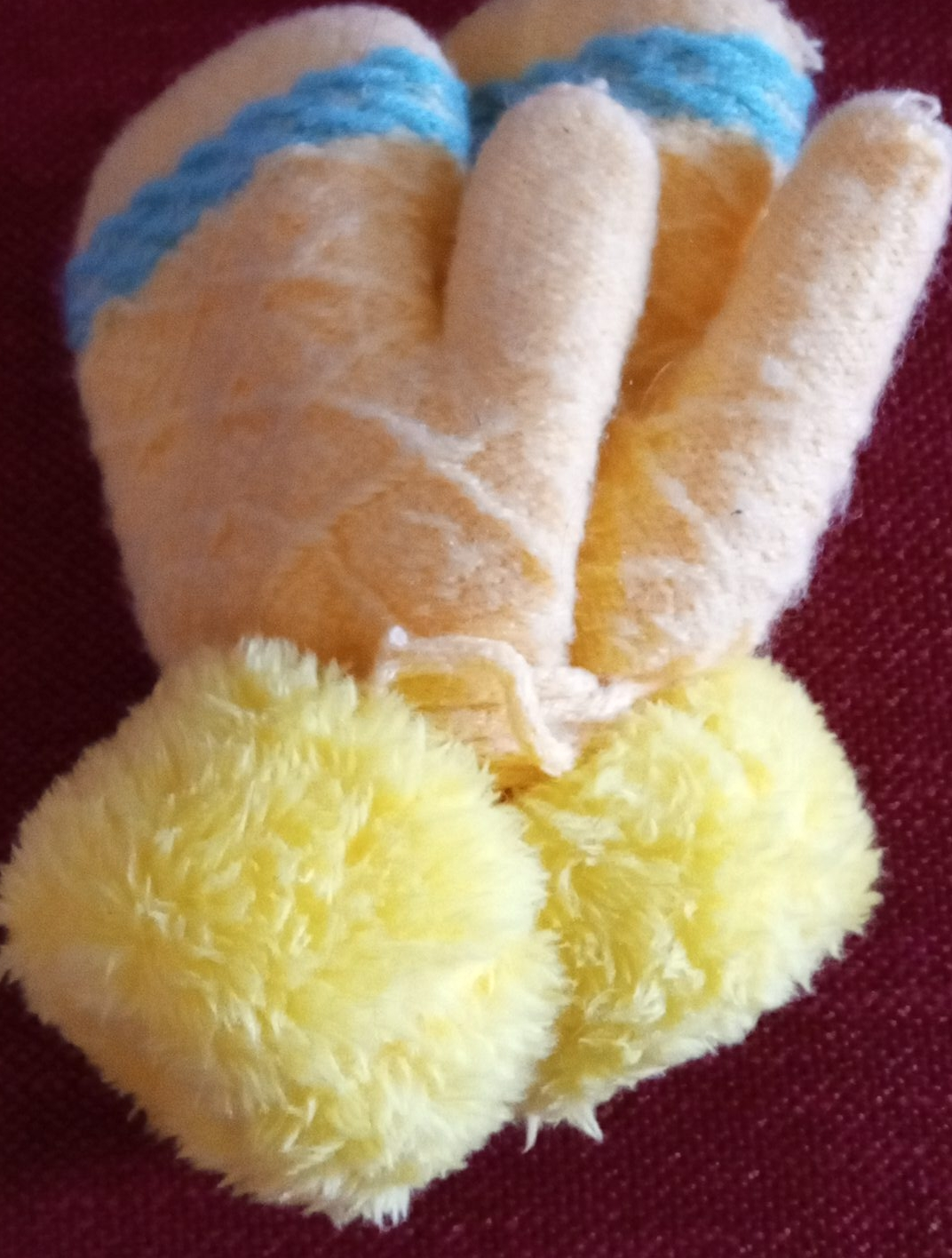Adorable Yellow Knit Gloves with Fuzzy Cuffs thumbnail
