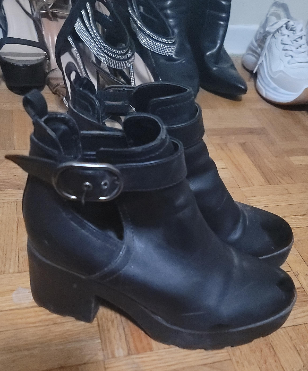 Black Buckle Ankle Boots thumbnail