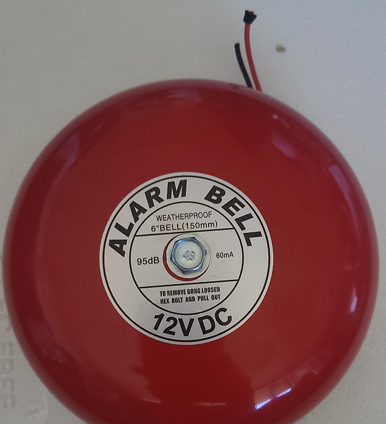 Weatherproof 6" Alarm Bell - 12V DC thumbnail