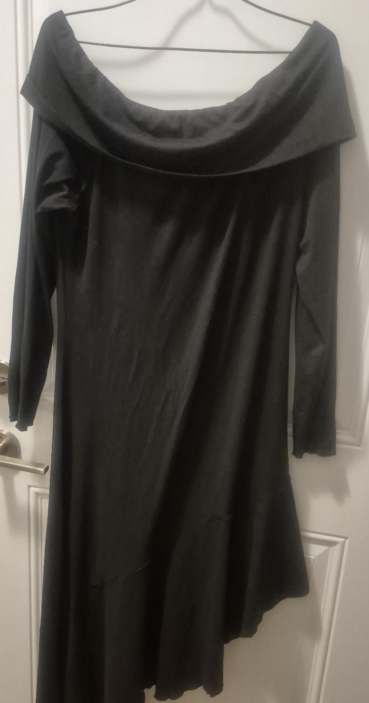 Black Asymmetrical Off-the-Shoulder Dress thumbnail