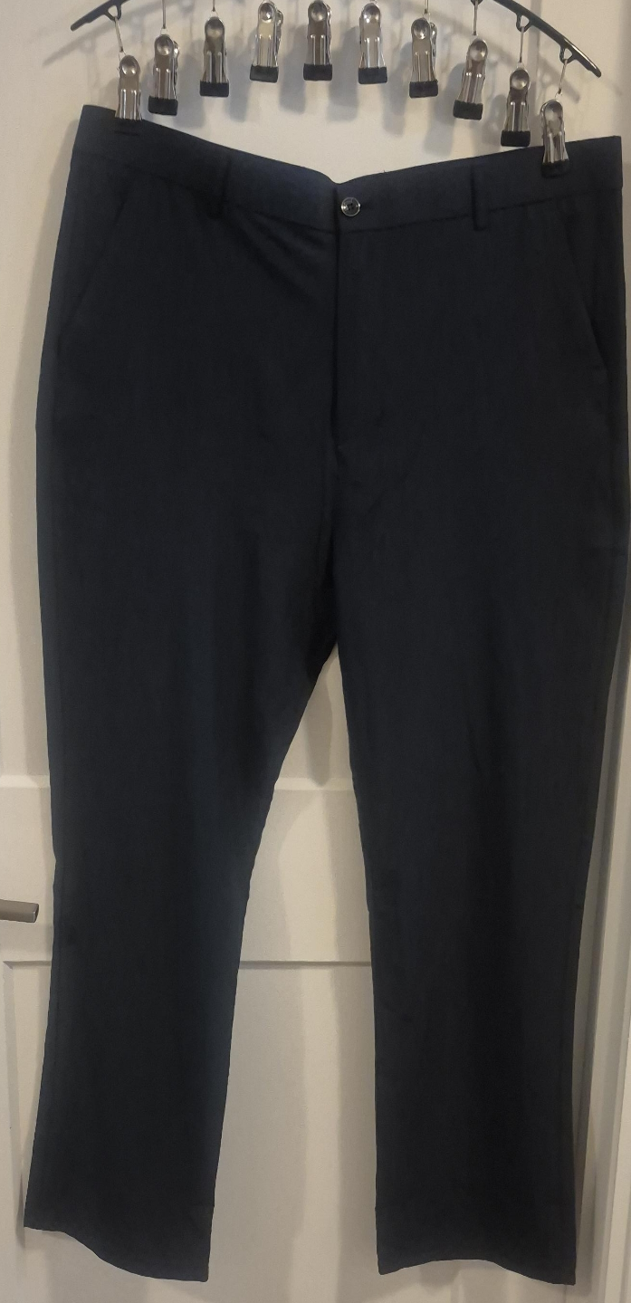 men's dark navy blue cropped trousers thumbnail