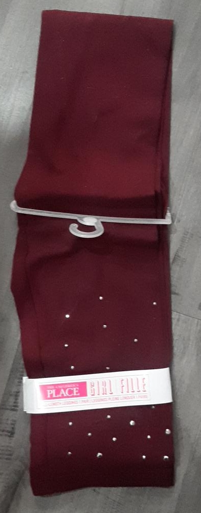 Girl's Burgundy Leggings with Rhinestones thumbnail