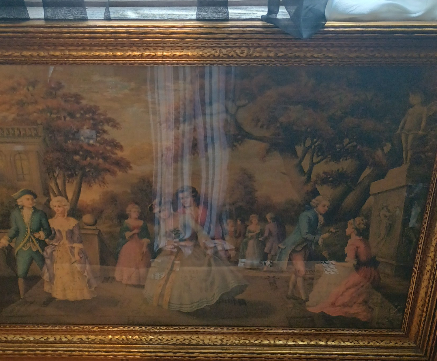 Antique Framed Oil Painting of 18th Century Scene thumbnail