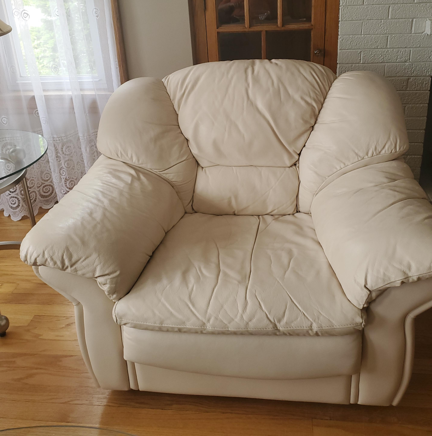 Cream Leather Armchair thumbnail