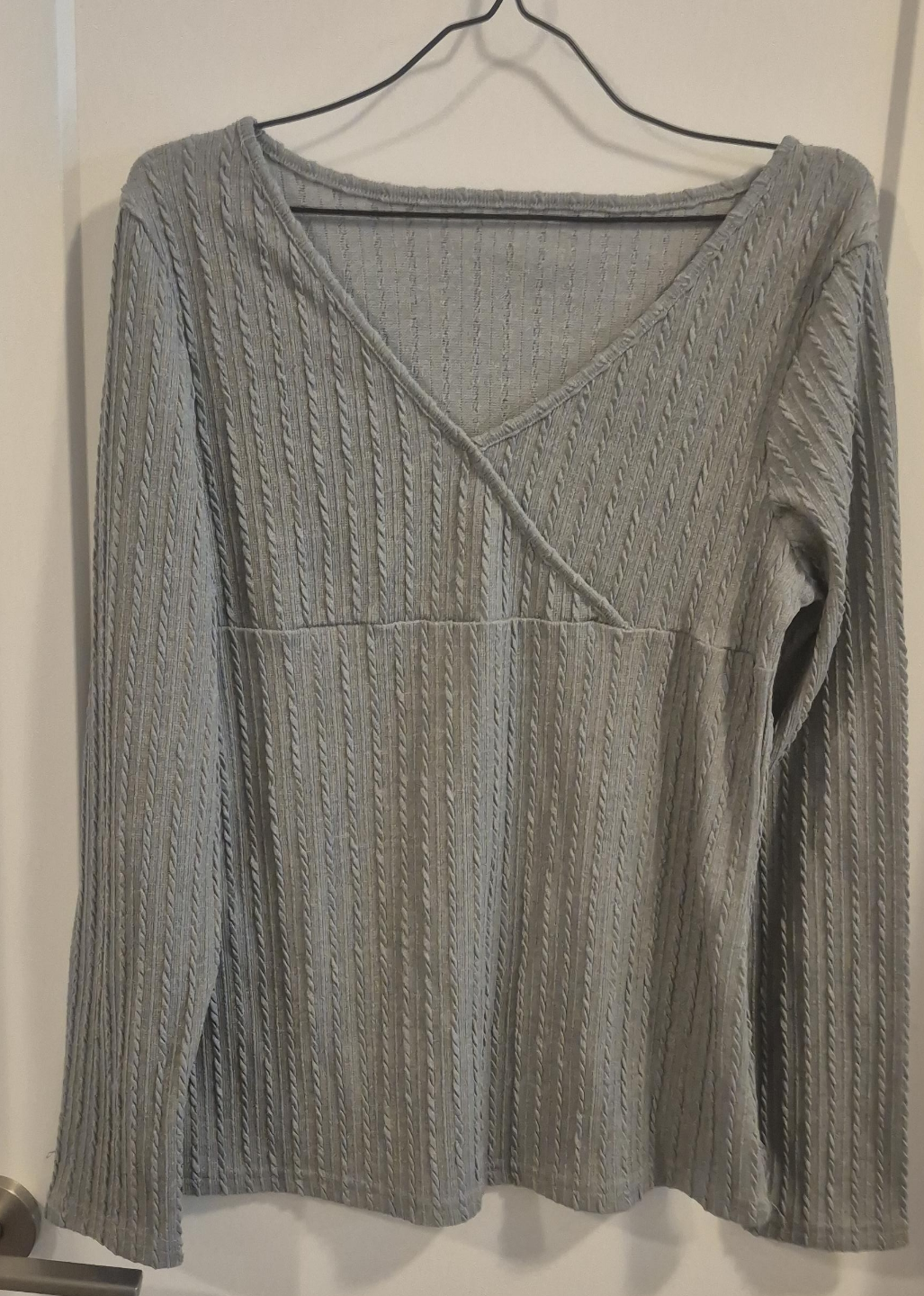 Grey textured long sleeve maternity top thumbnail