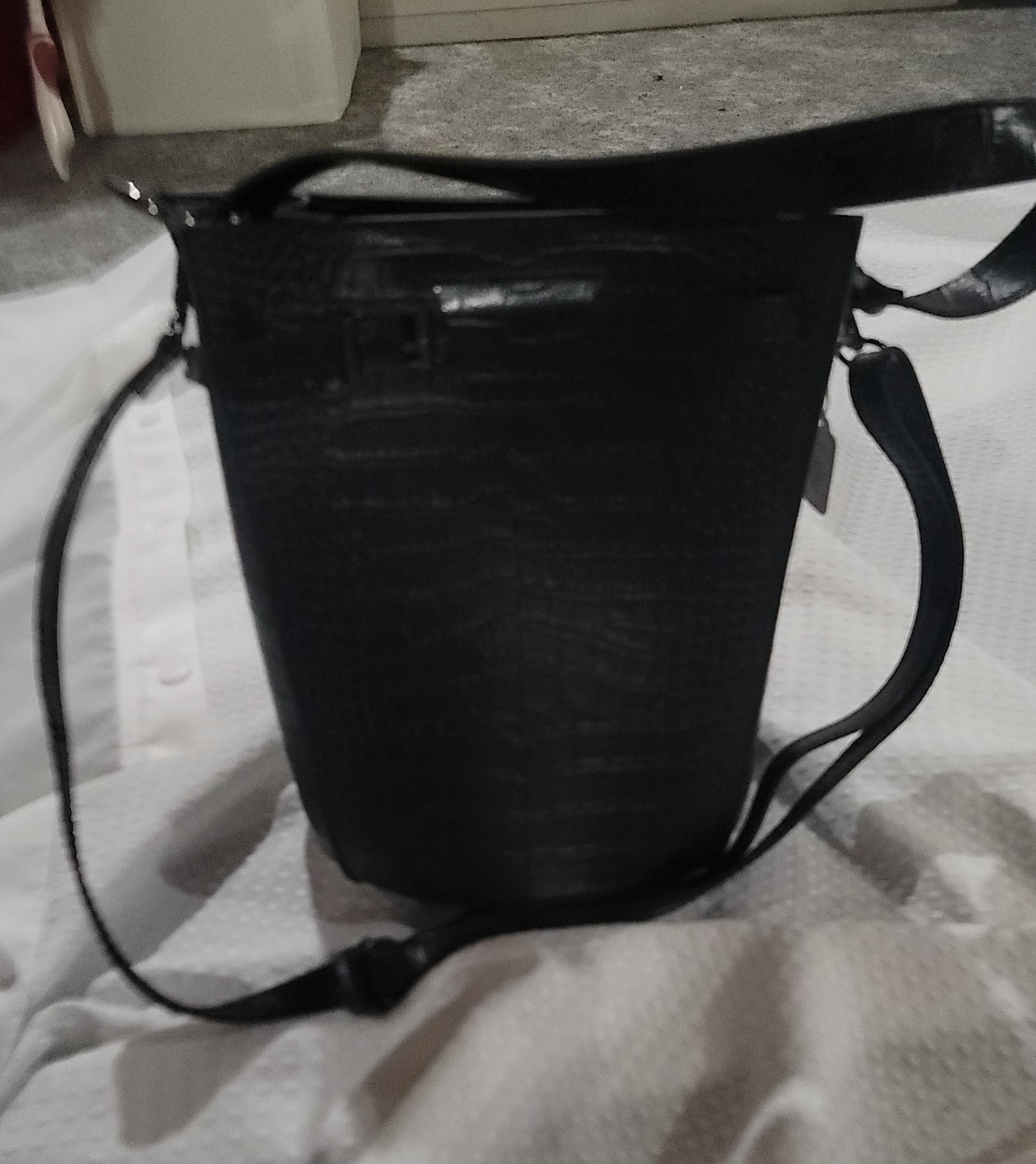 Simons Black Genuine Leather Crossbody Bag