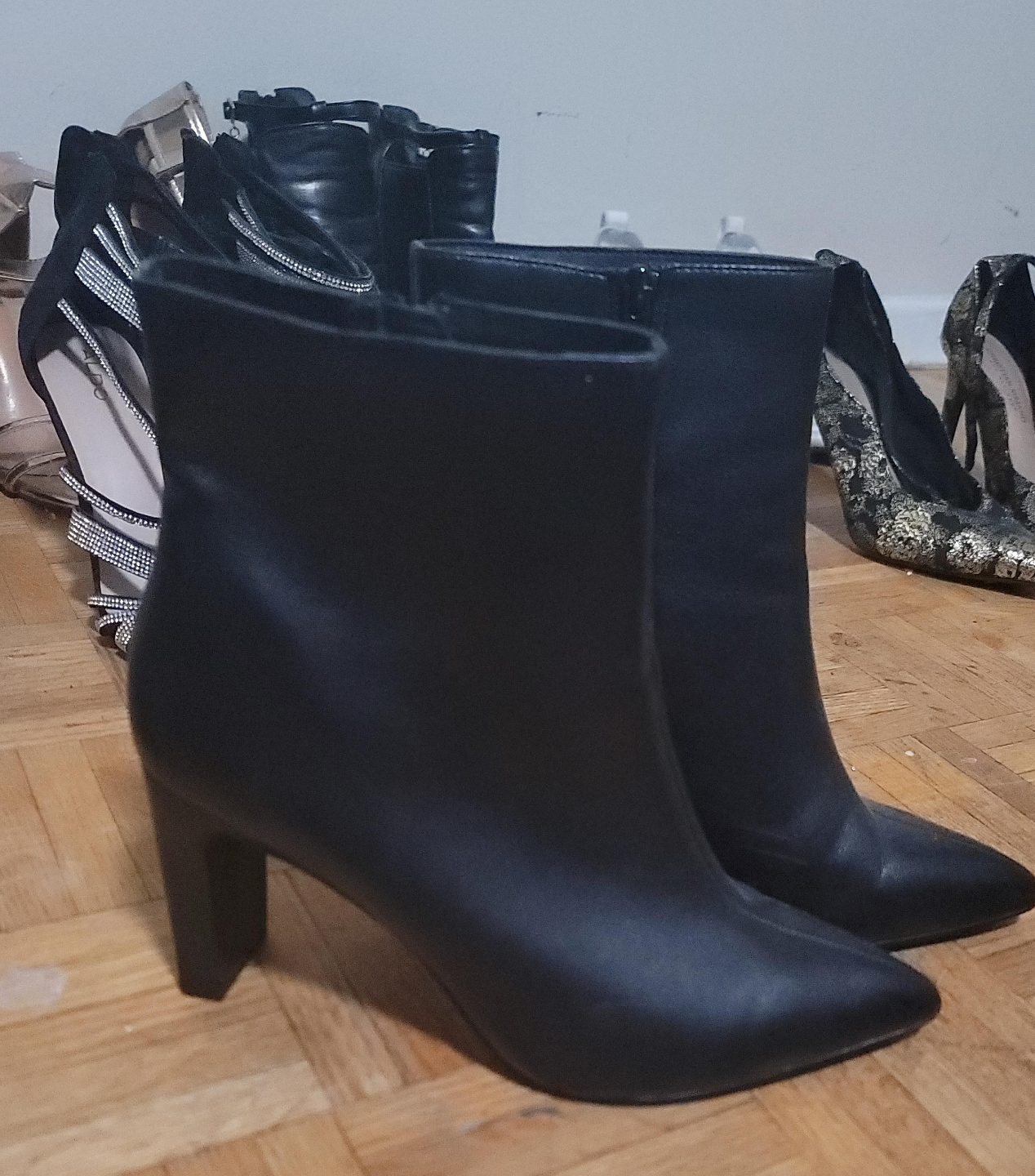 Black Pointed-Toe Ankle Boots thumbnail