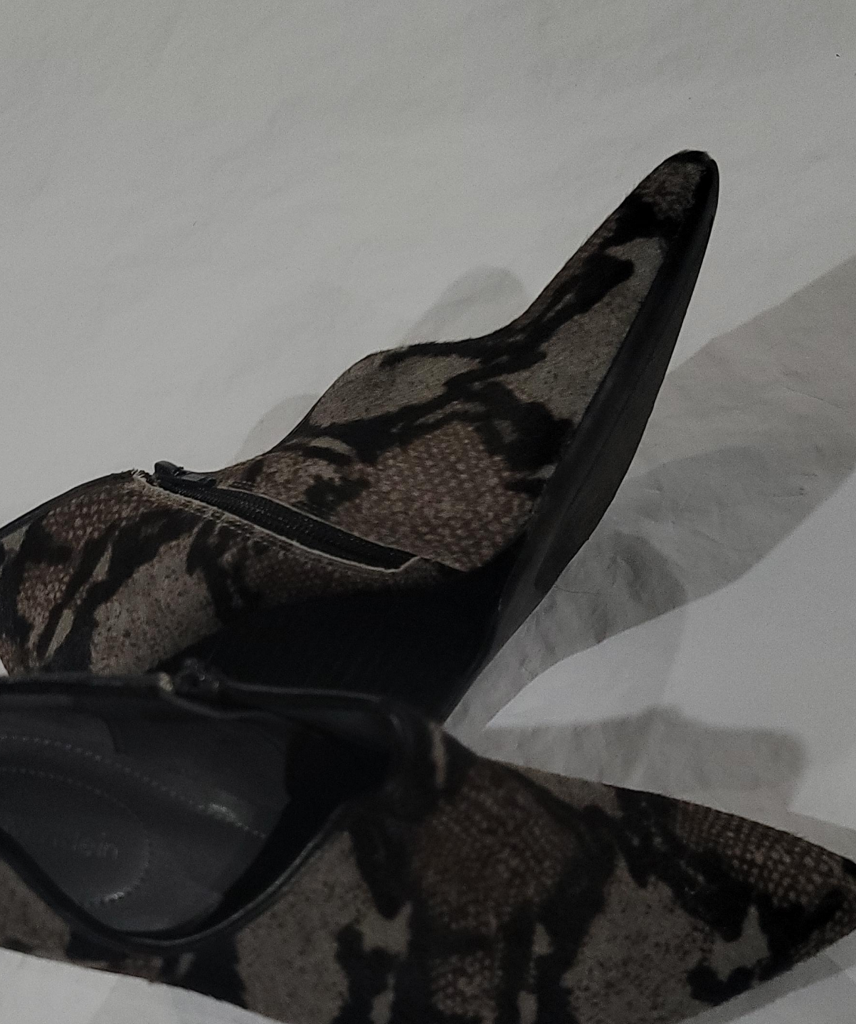 Calvin Klein-Snakeskin Print Ankle Boots