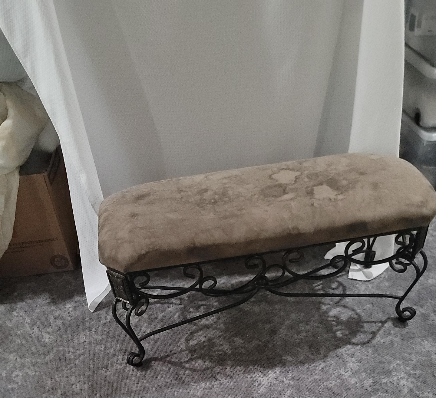 #freecycle- Iron Bench with Upholstered Seat