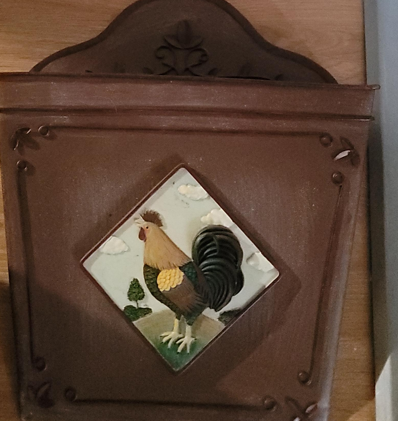Rustic Rooster metal mail holder thumbnail