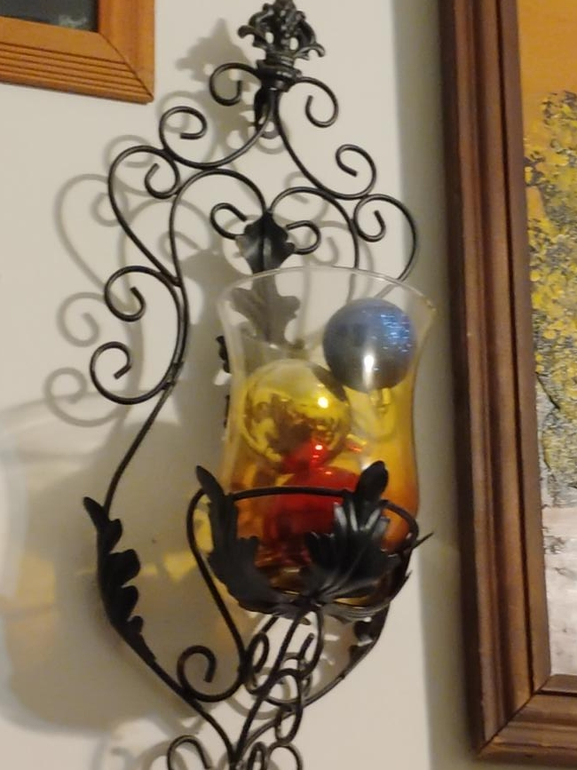 Wrought Iron Wall Sconce with Glass thumbnail