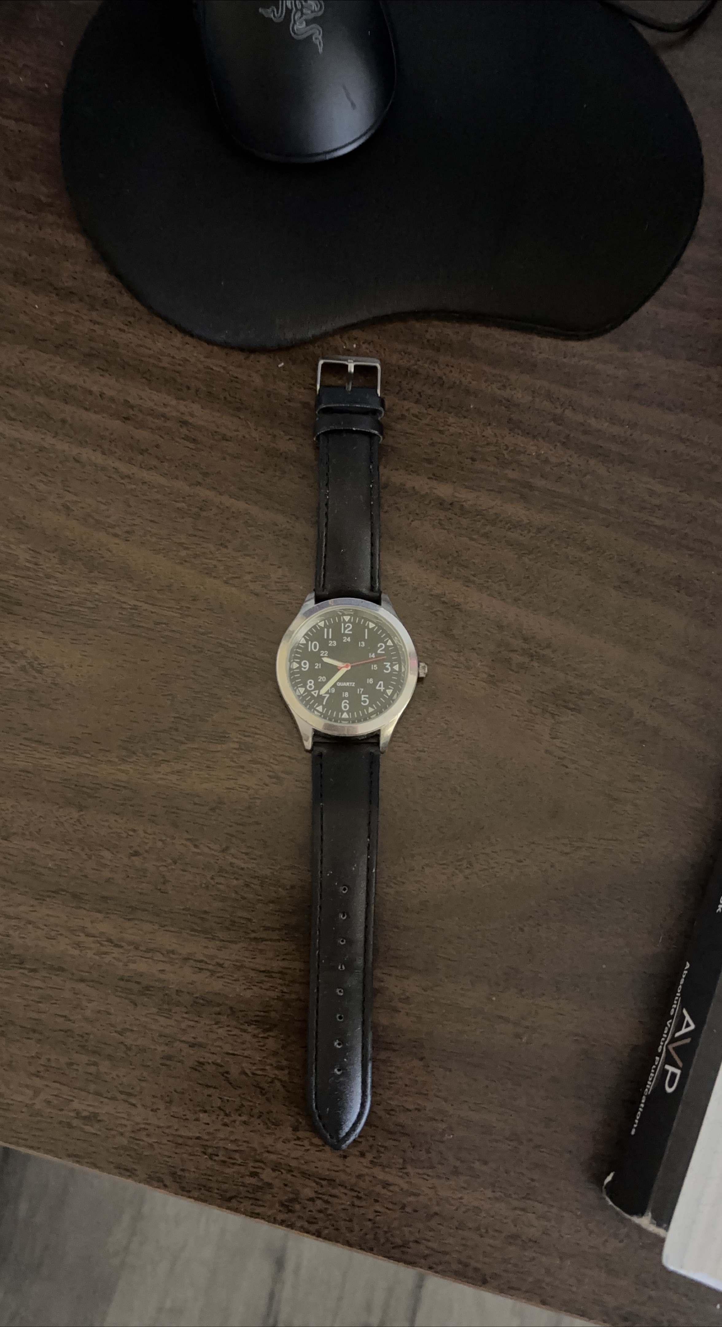 Wristwatch with black leather band thumbnail