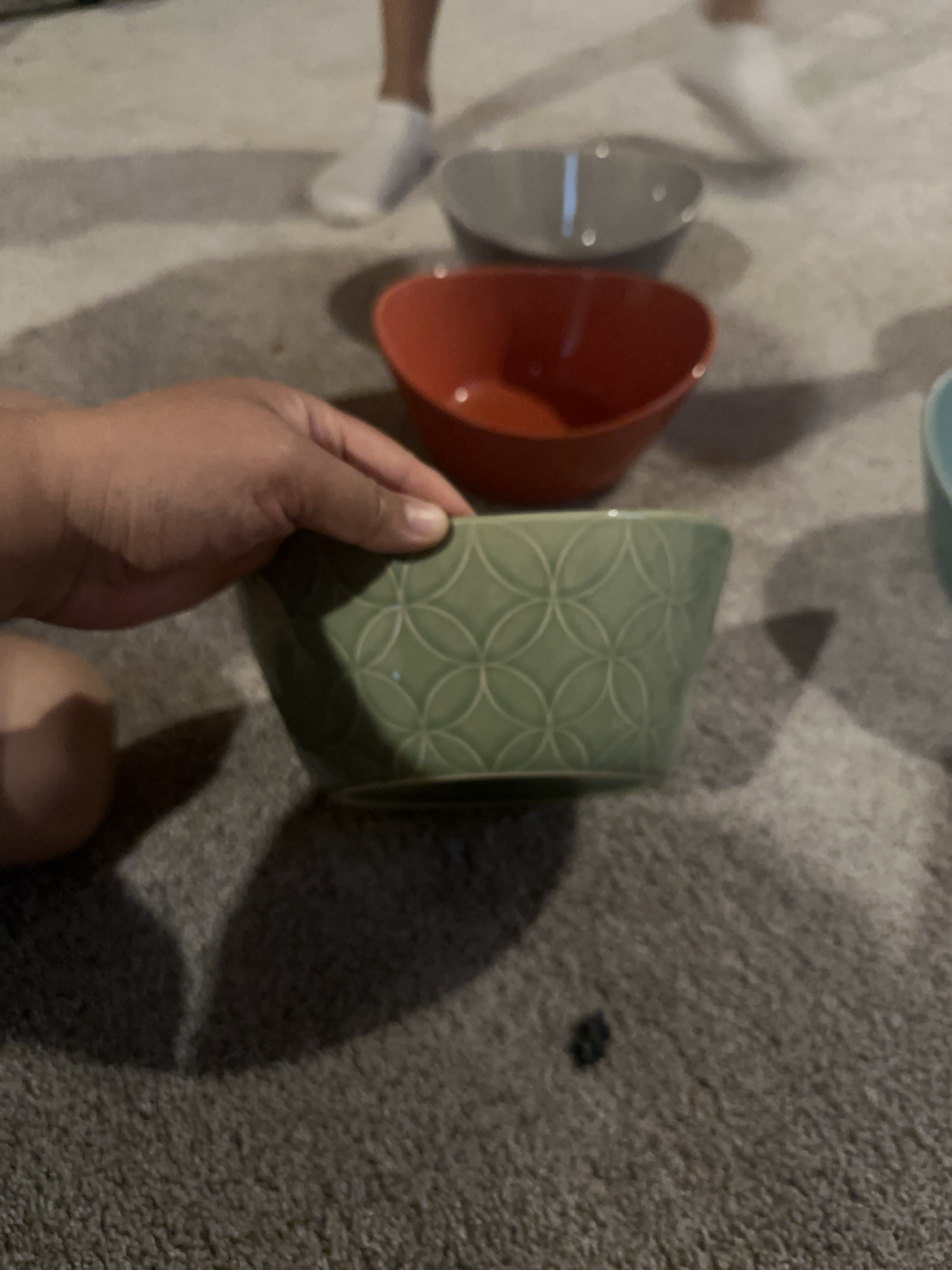 Textured Green Ceramic Bowl