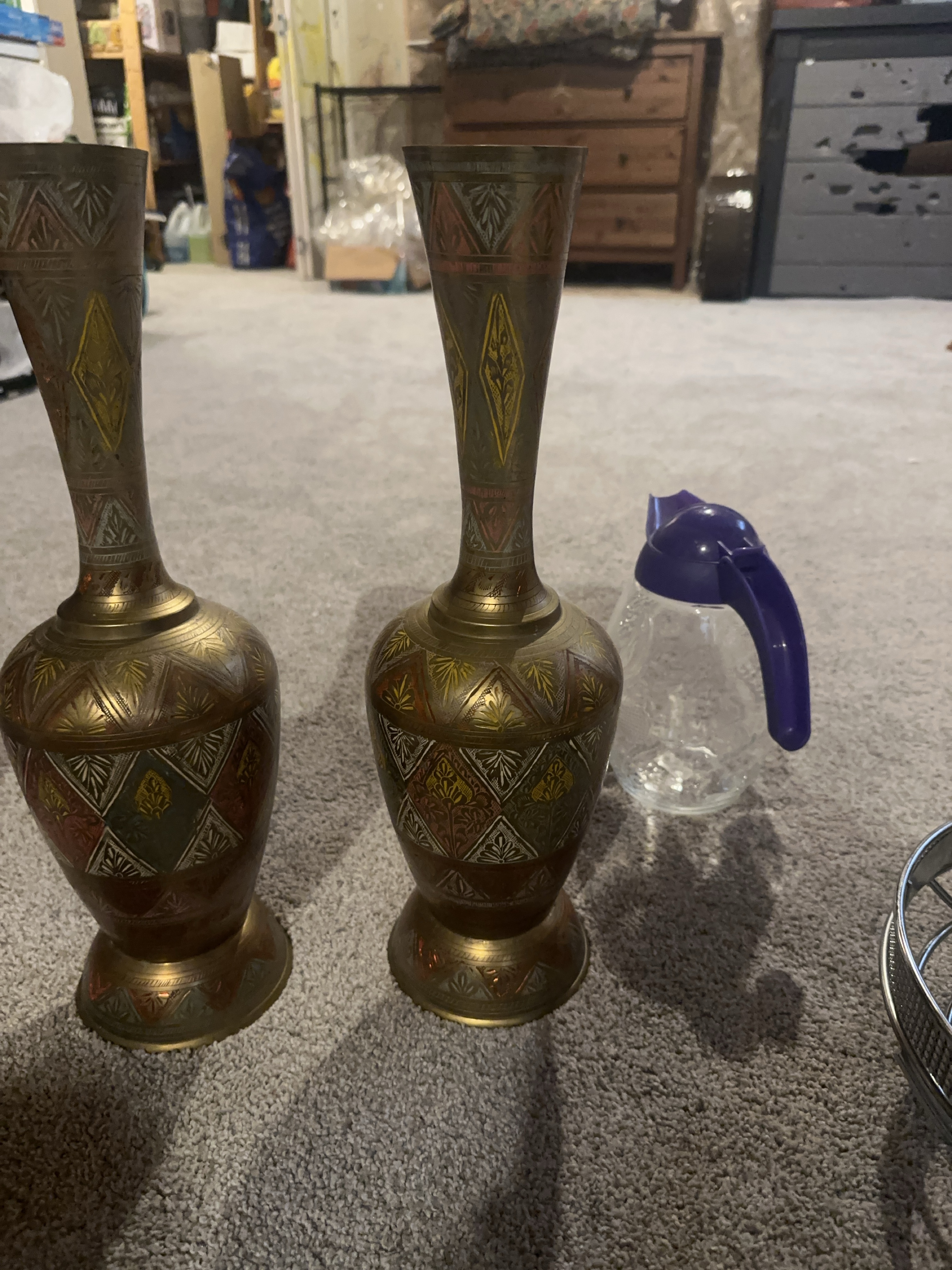 Vintage Brass Vases Set of 2