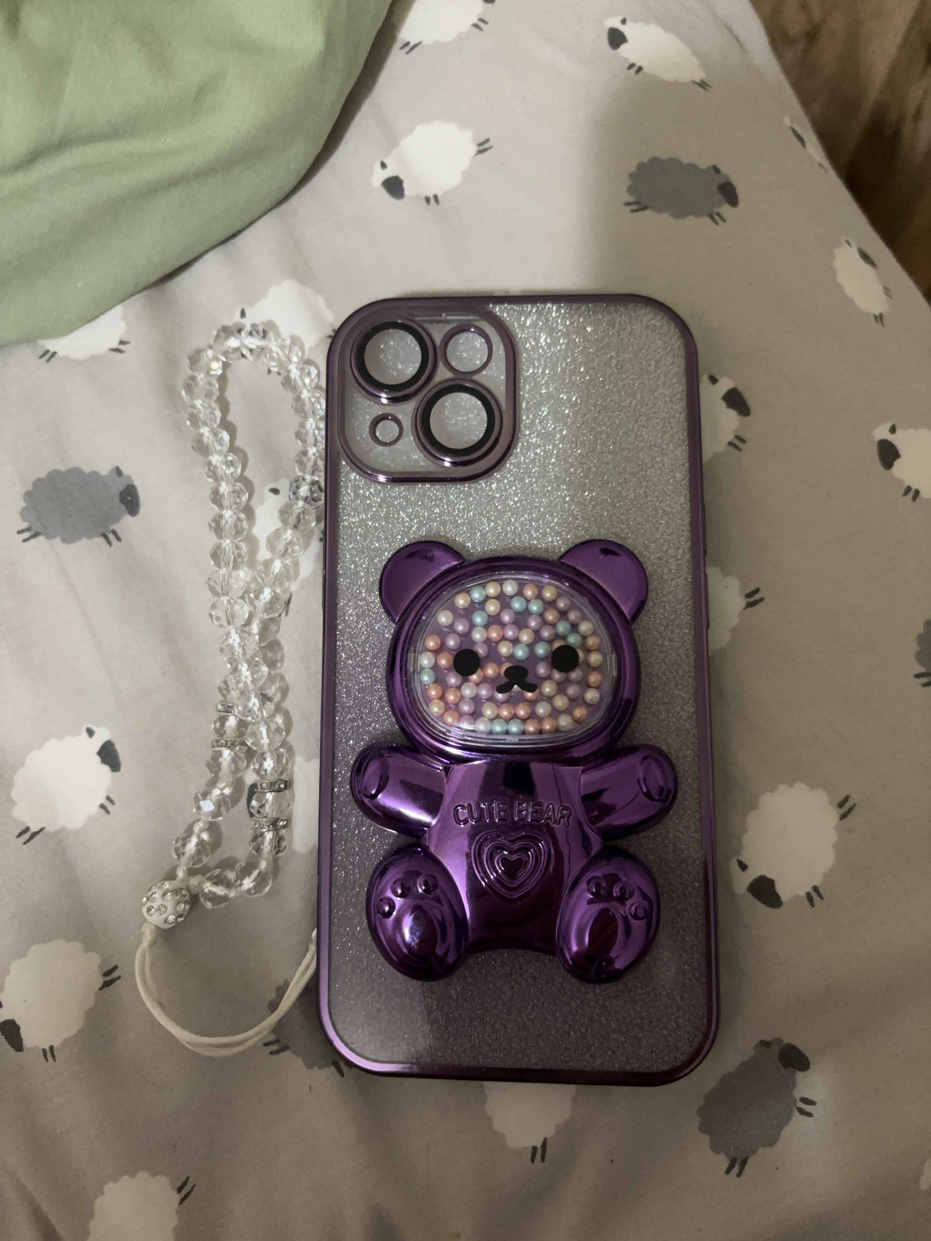 Cute Bear Phone Case With Chain iphone 15 thumbnail