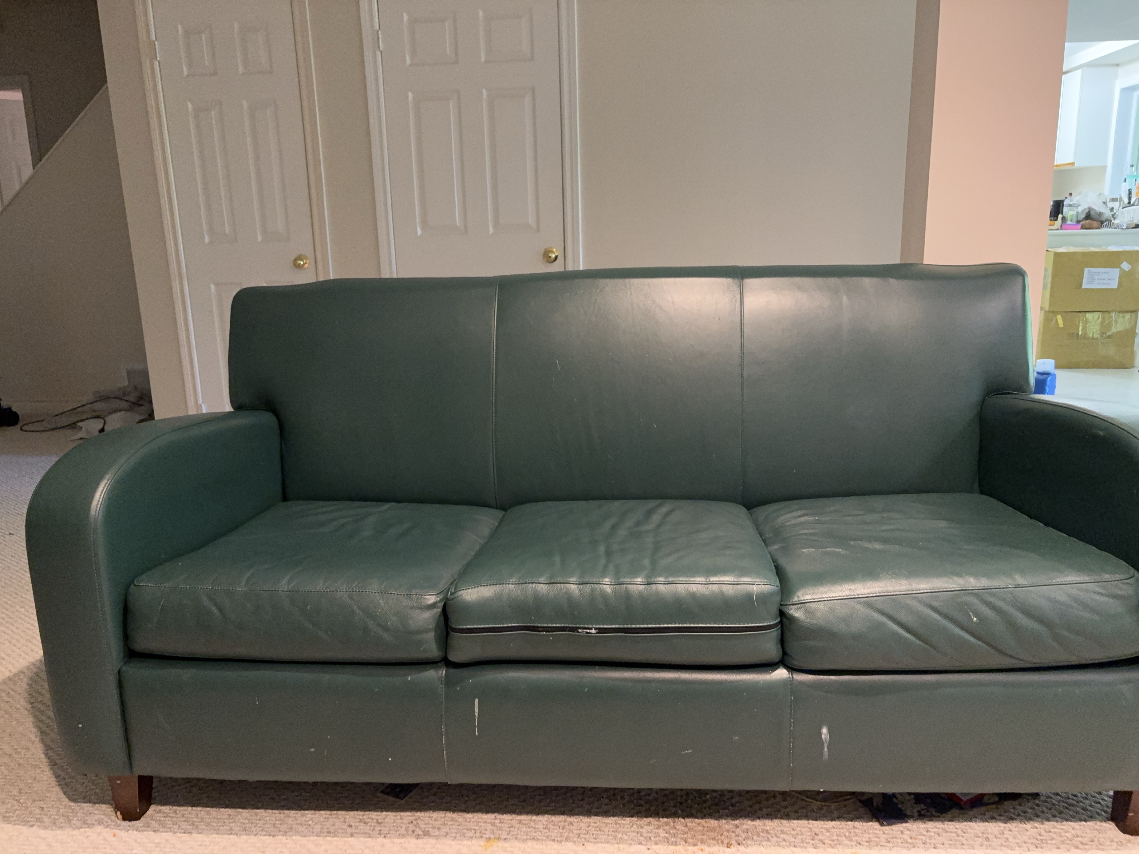 Green Leather Sofa - 3 Seater thumbnail