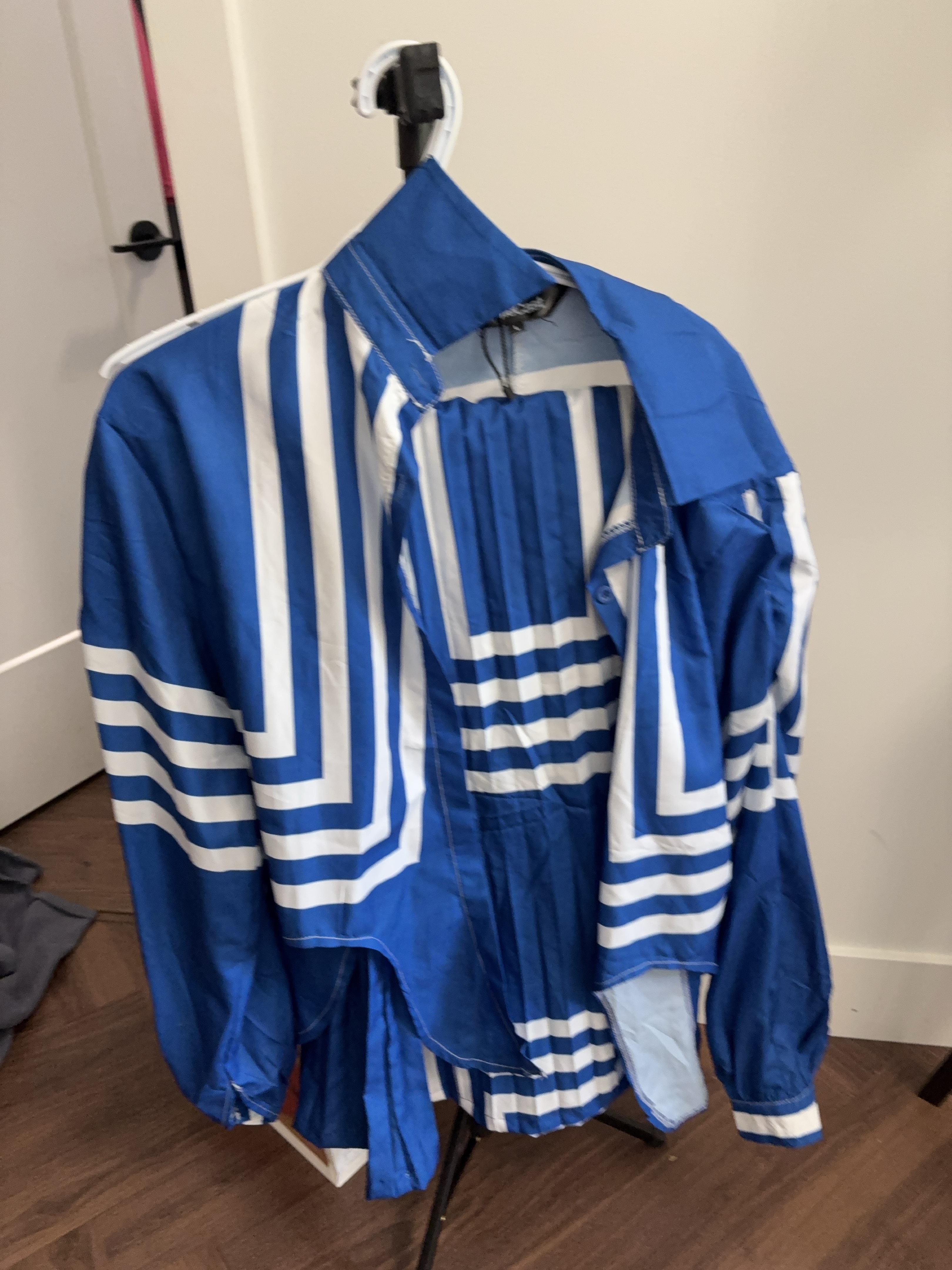 Striped Blue and White Blouse thumbnail