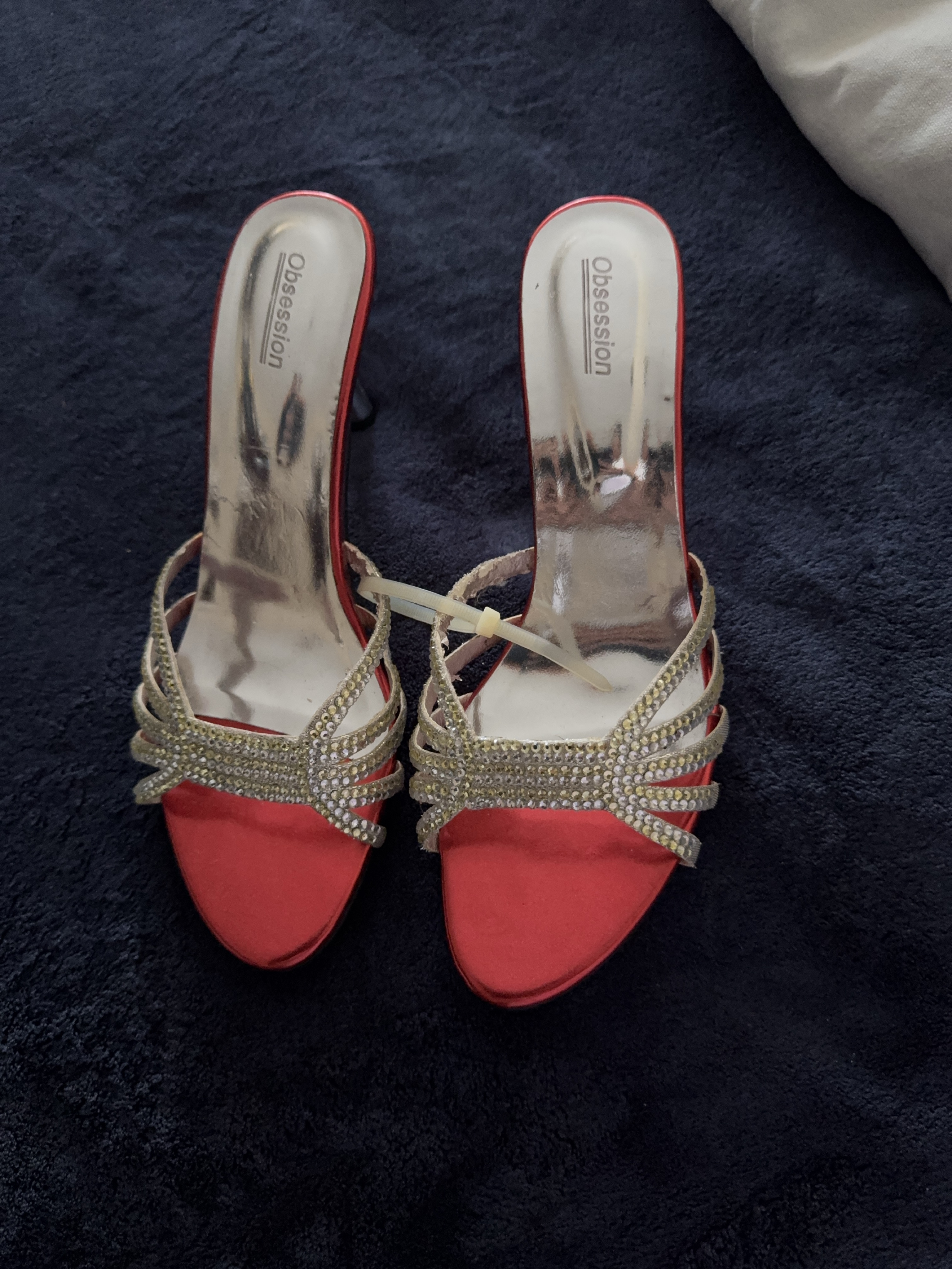 Obsession Red Rhinestone Heels 🥕 thumbnail