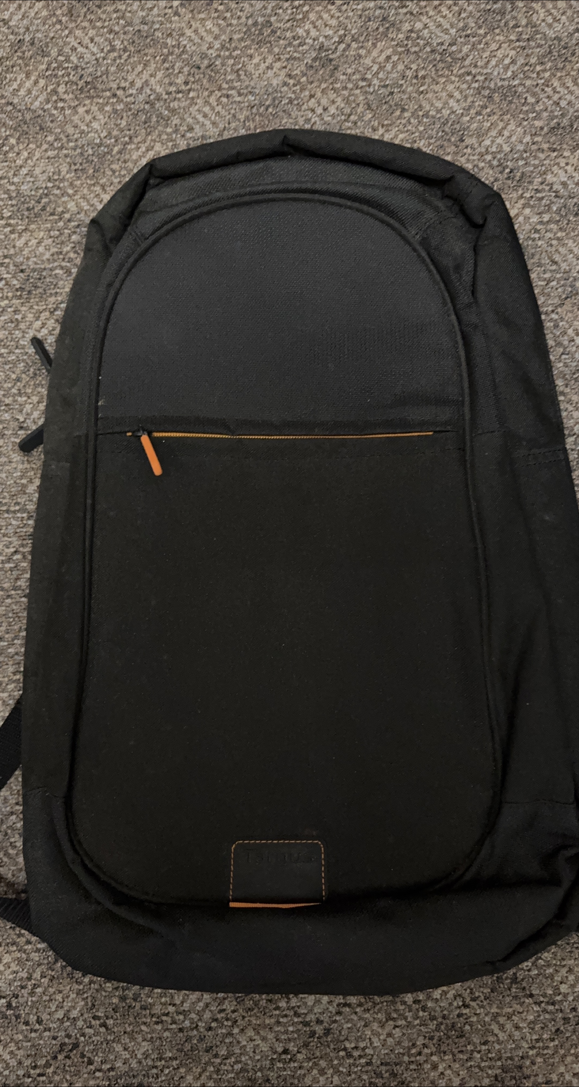 Black Backpack with Orange Accents
