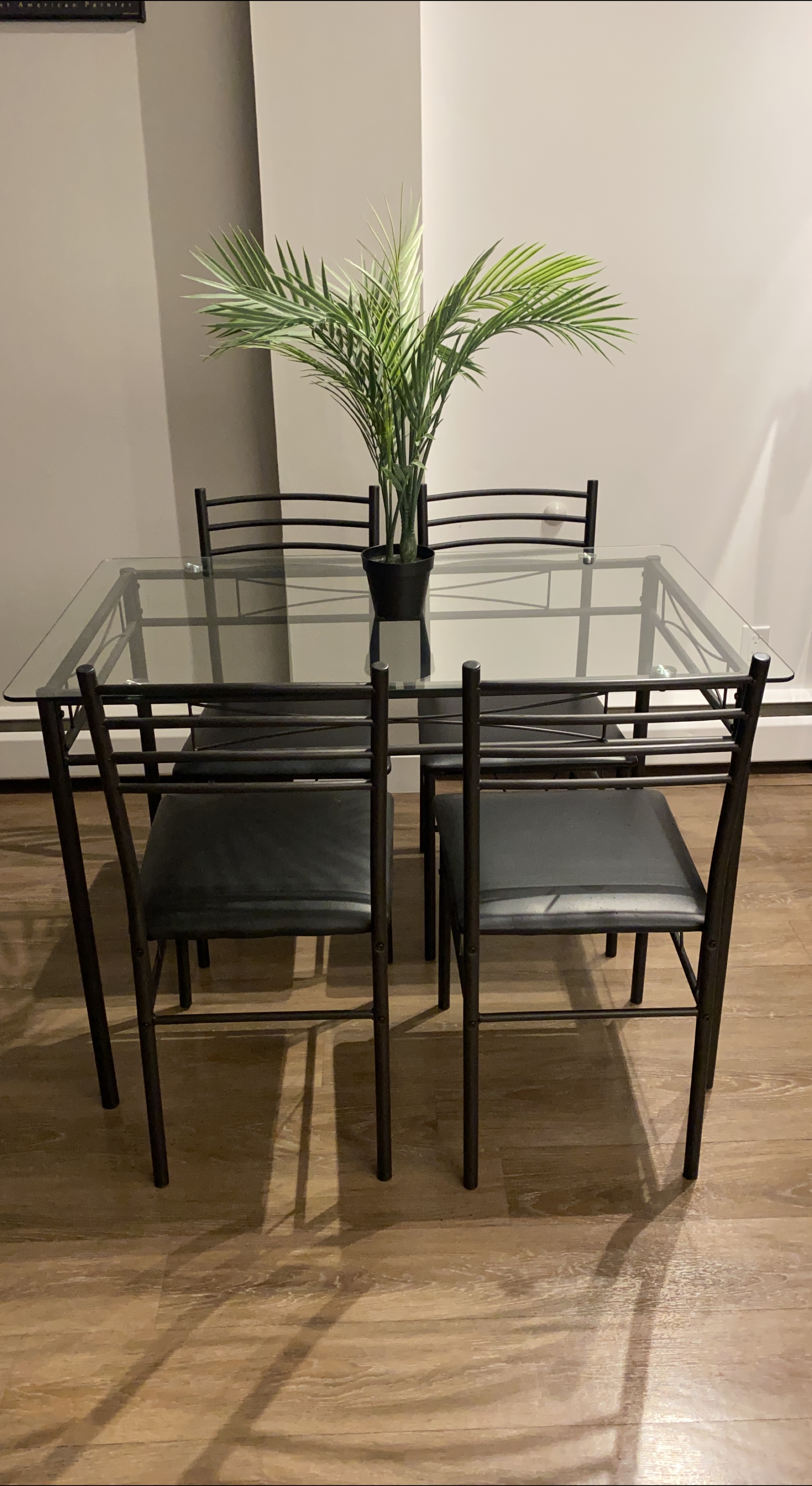 Glass Dining Table Set with 4 Chairs