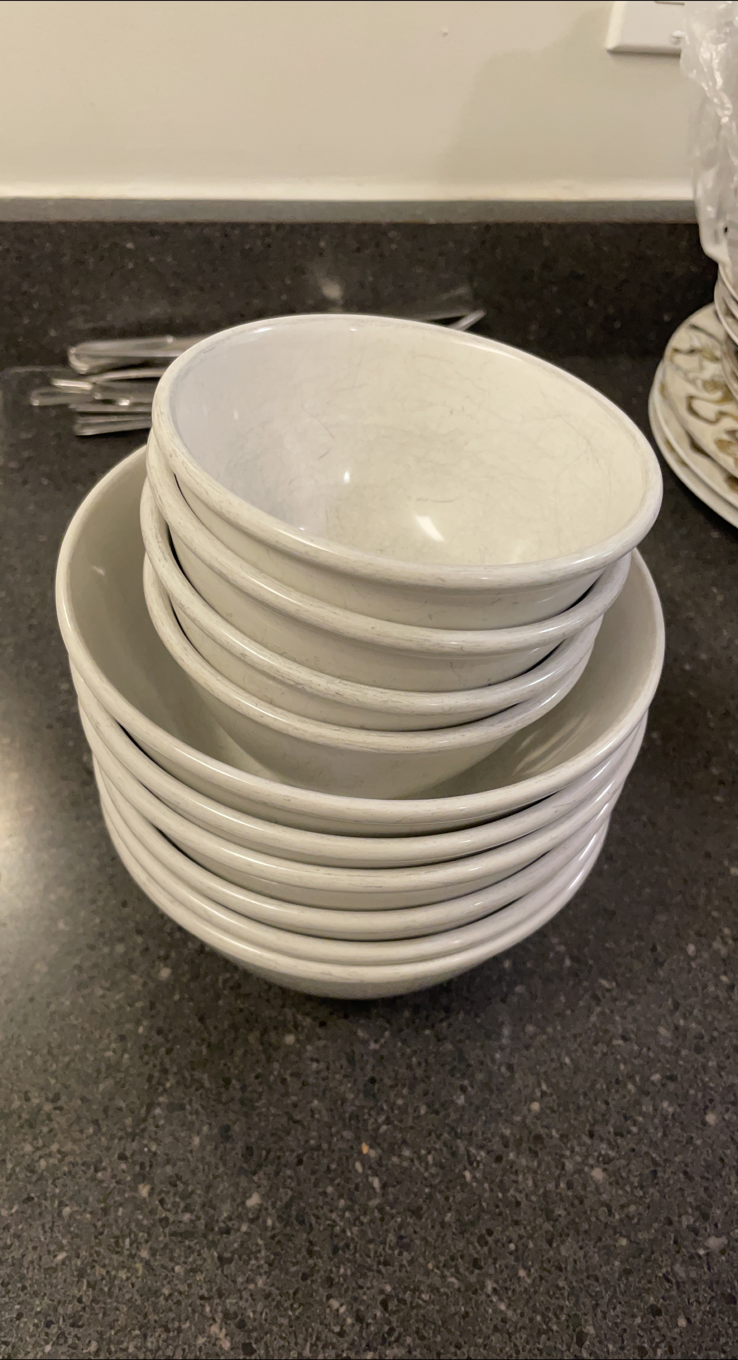 Ikea Set of White Bowls medium and small thumbnail