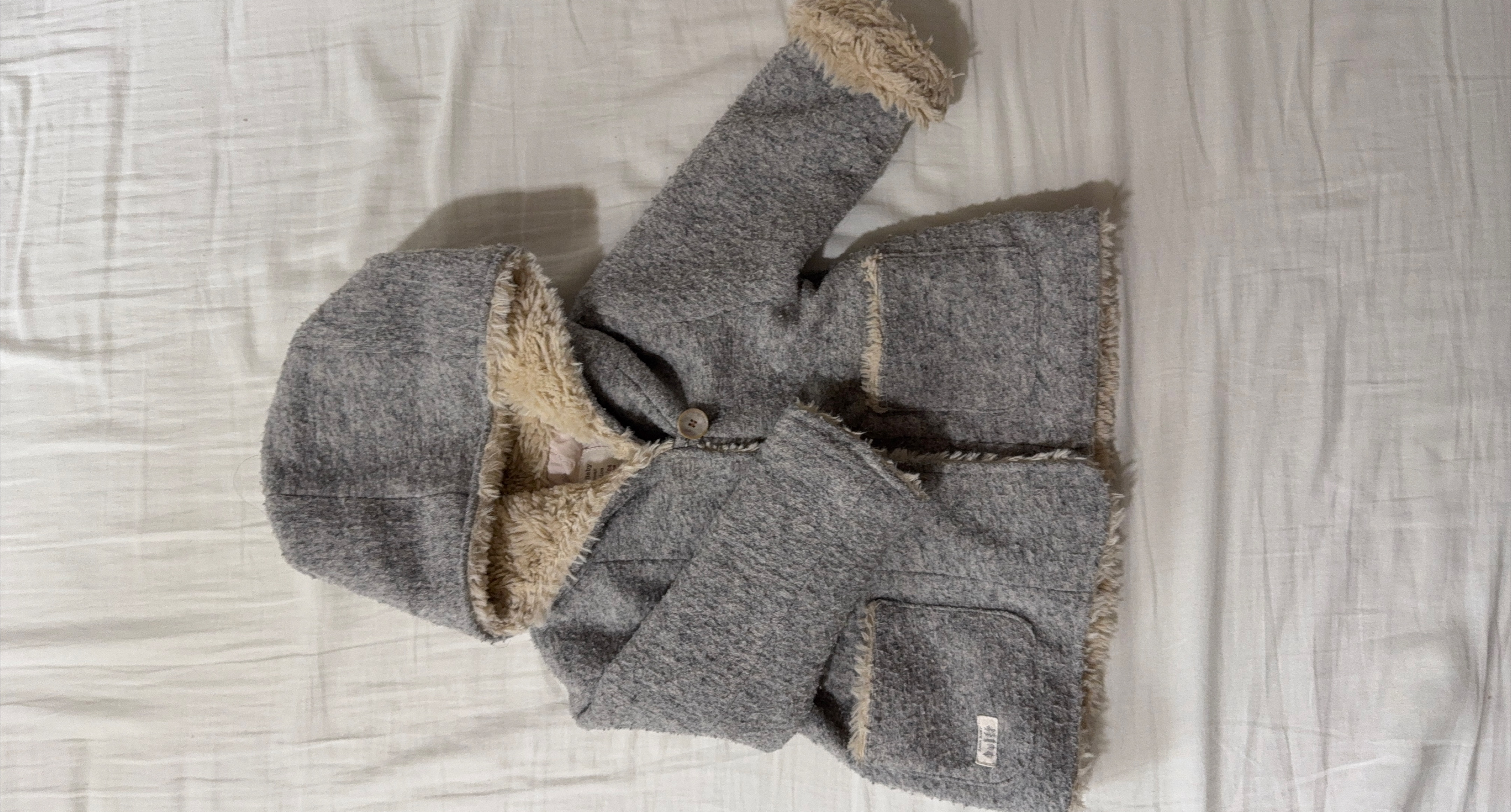 Cozy Gray Coat with Hood thumbnail