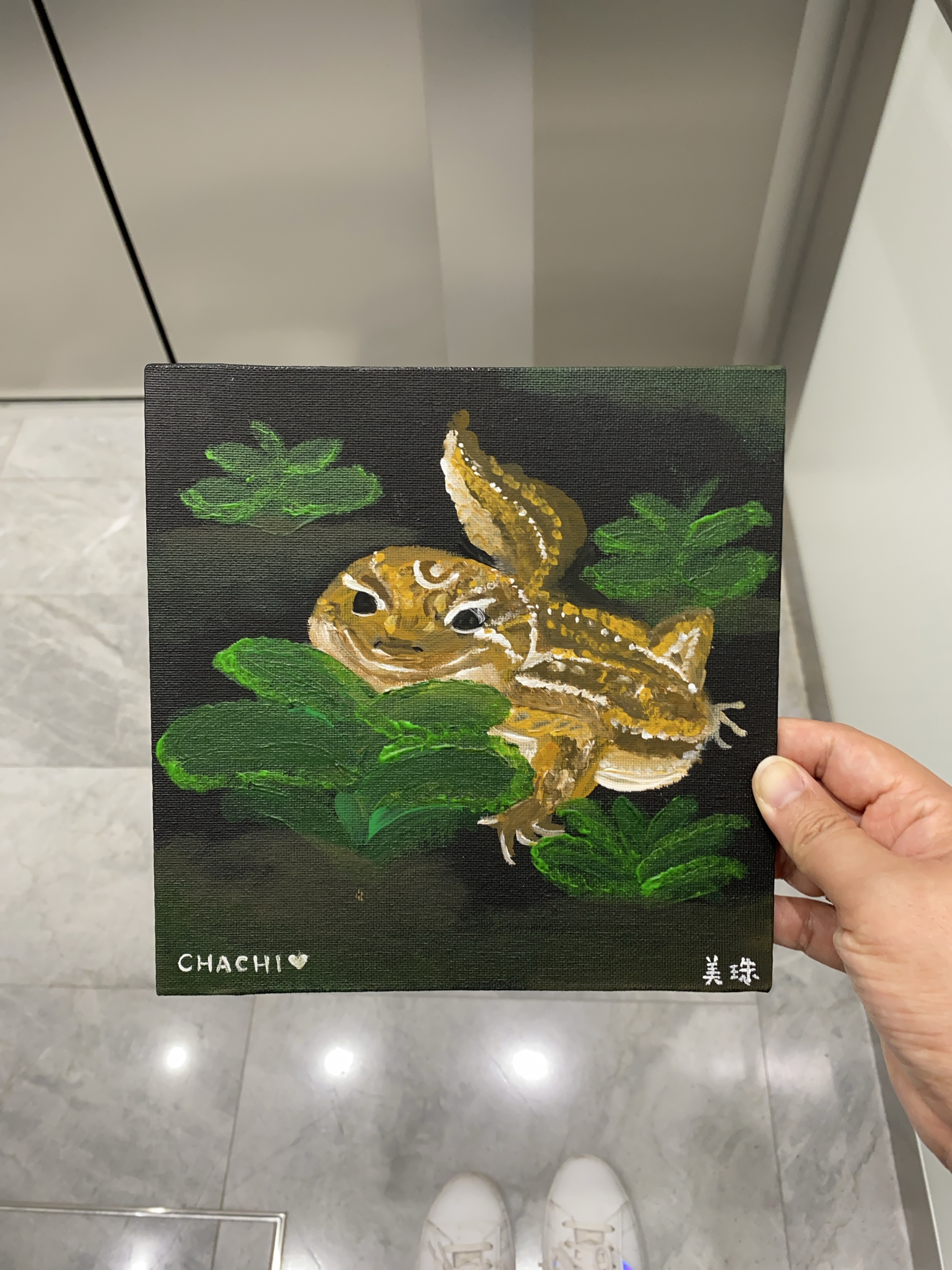 African fat-tailed gecko: Chachi (acrylic painting) thumbnail