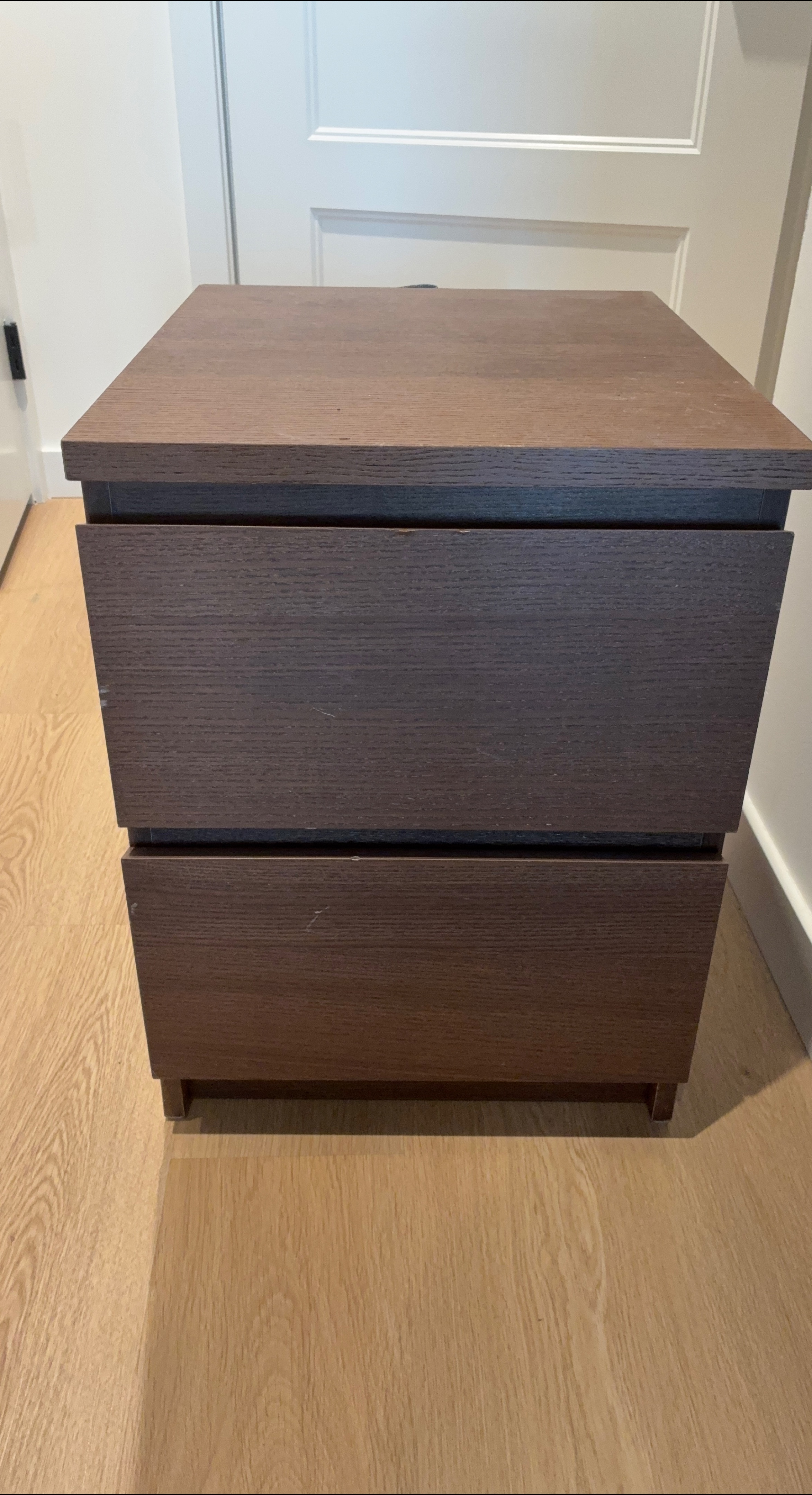 Dark Brown Two-Drawer Nightstand